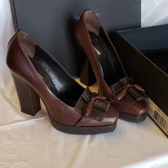 Calvin Klein Collection Dark Brown Platform Loafers - Picture 2 of 8